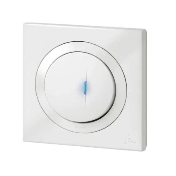 Poussoir simple avec voyant lumineux dooxie IP44 6A 250V~ livré avec plaque carrée blanche 2