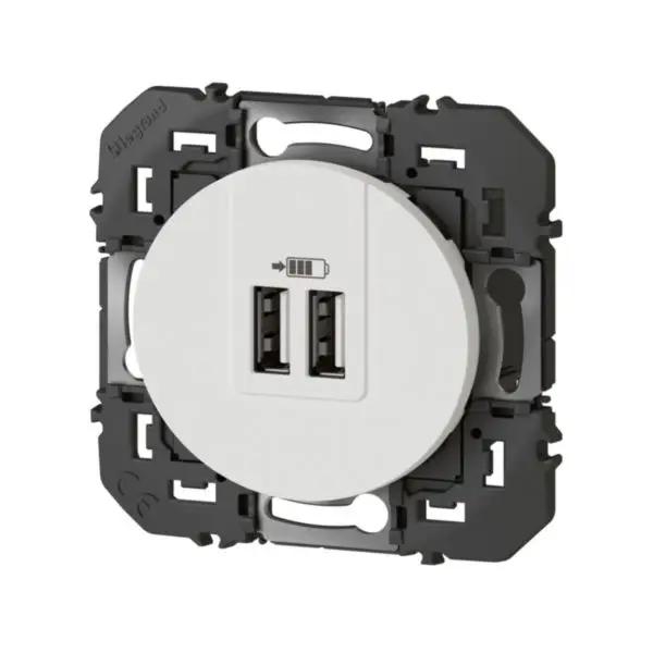 Double prise USB Type-A dooxie 3A15W finition blanc 2