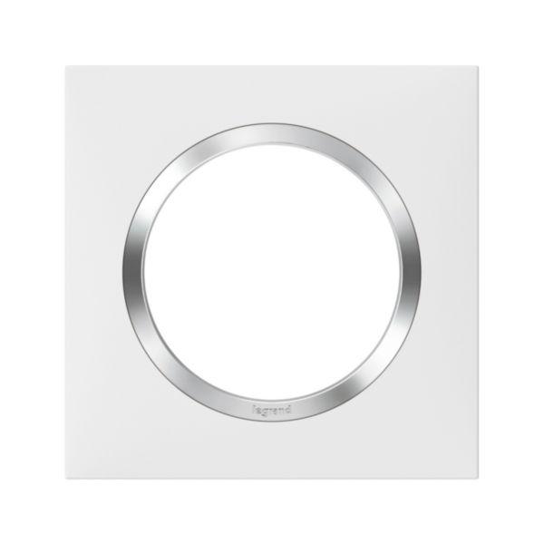 Plaque 1 poste blanc bague chromé carré dooxie