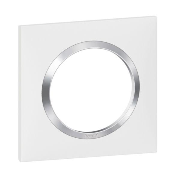 Plaque 1 poste blanc bague chromé carré dooxie 2