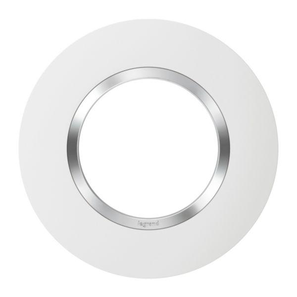 Plaque 1 poste blanc bague chromé rond dooxie
