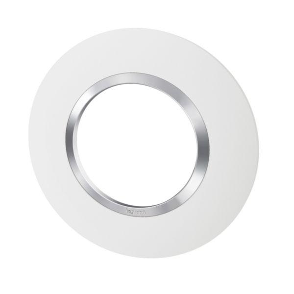 Plaque 1 poste blanc bague chromé rond dooxie 2