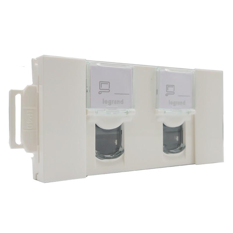 Prise 2RJ45 cat6 FTP 3mod M45 clip direct sur goul