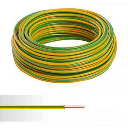 Fil électrique H07V-U rigide 1.5mm² jaune vert – Bobine de 100m